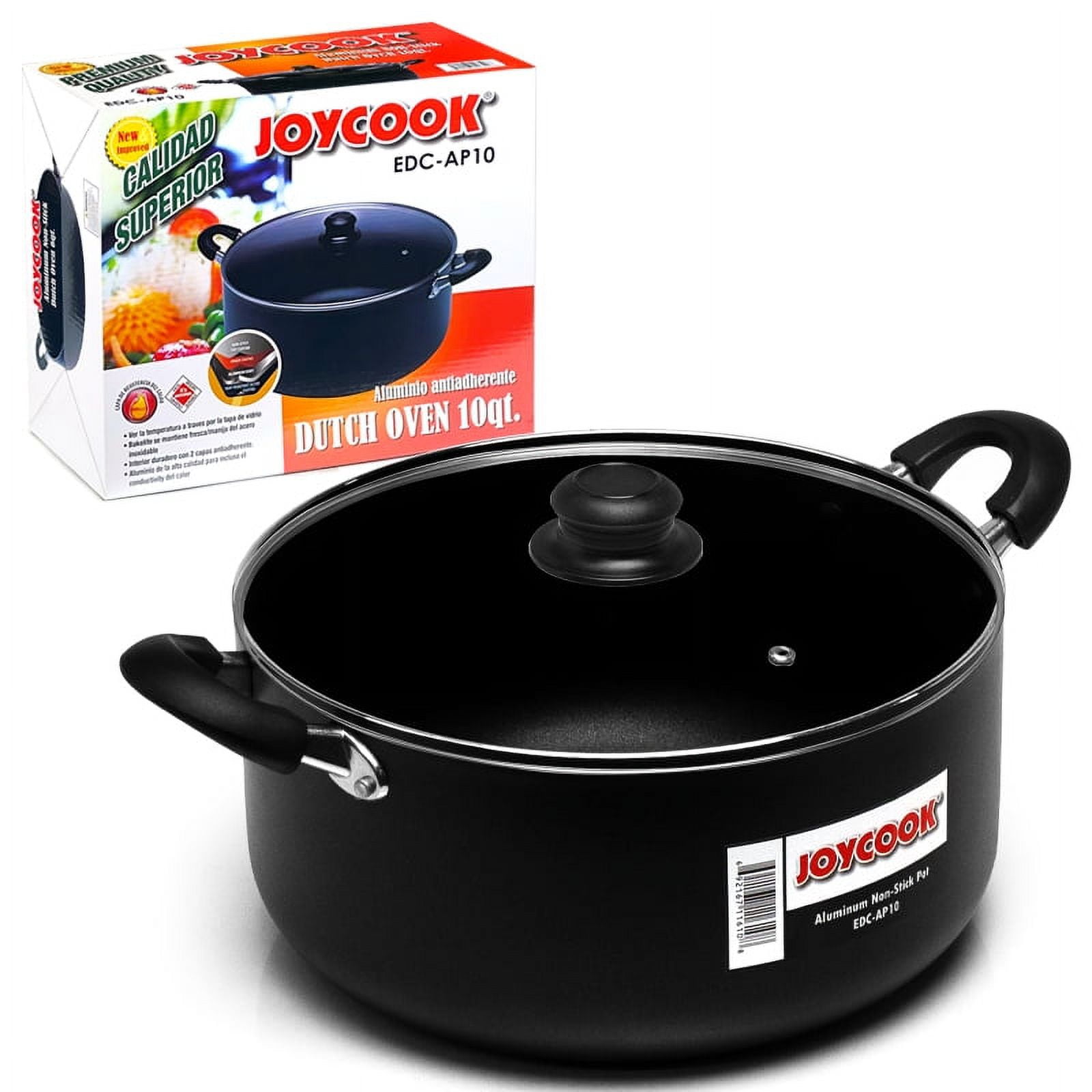 Joycook Aluminum Non-Stick Dutch Oven 10QT Black