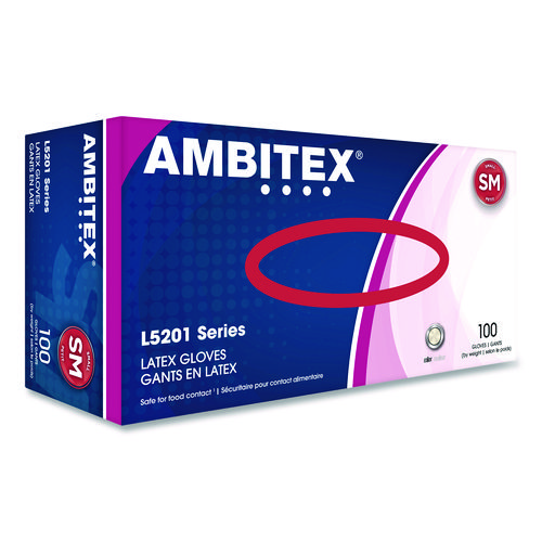 Tradex International L5201 Series Powder-Free Latex Gloves, Ivory, Small, 100 Gloves/Box, 10 Boxes/Carton