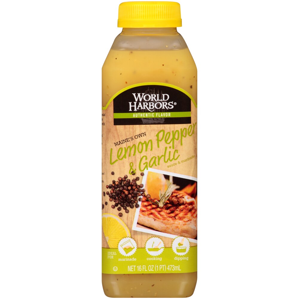 World Harbors Maine's Own Lemon Pepper & Garlic Sauce & Marinade, 16 Fl Oz