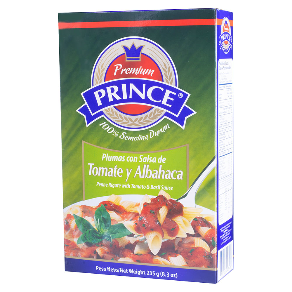 Prince Pasta Plumas Con Salsa De Tomate Y Albahaca - 230 G