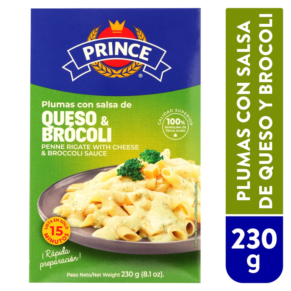 Prince Pasta Plumas Con Salsa De Queso Y Brócoli - 230 G