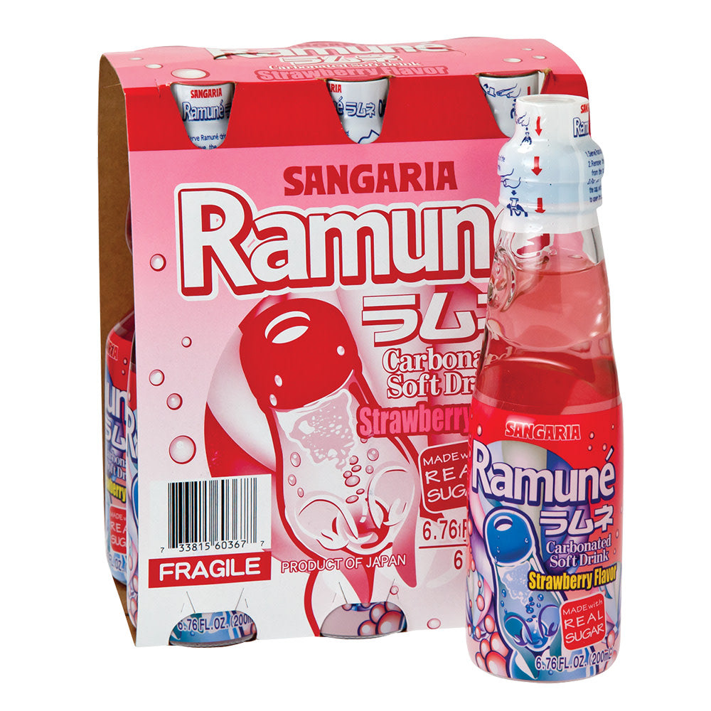 Sangaria Soft Drink, Carbonated, Ramune, Strawberry Flavor