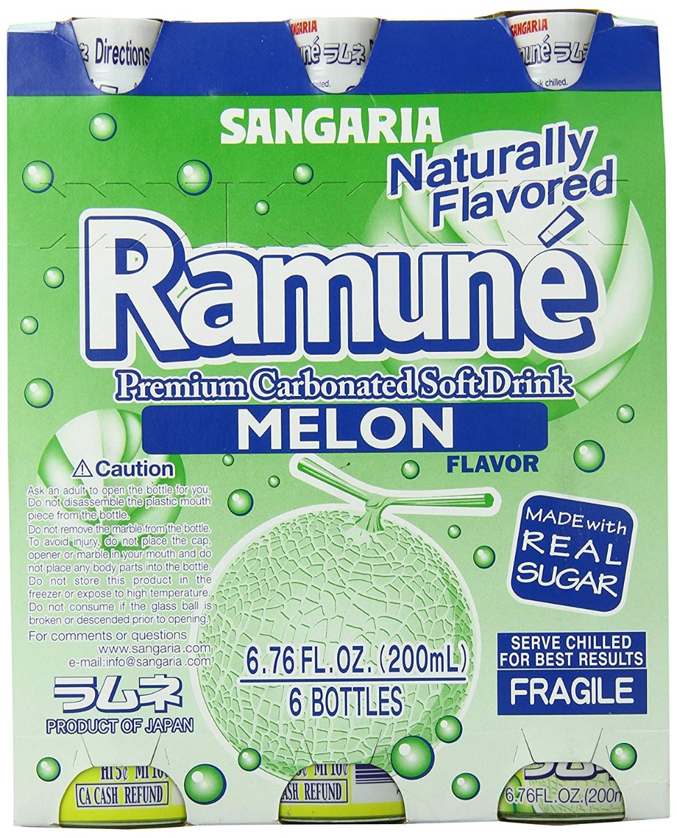 Sangaria Ramune Soda Melon Premium Carbonated, 40.56 Oz