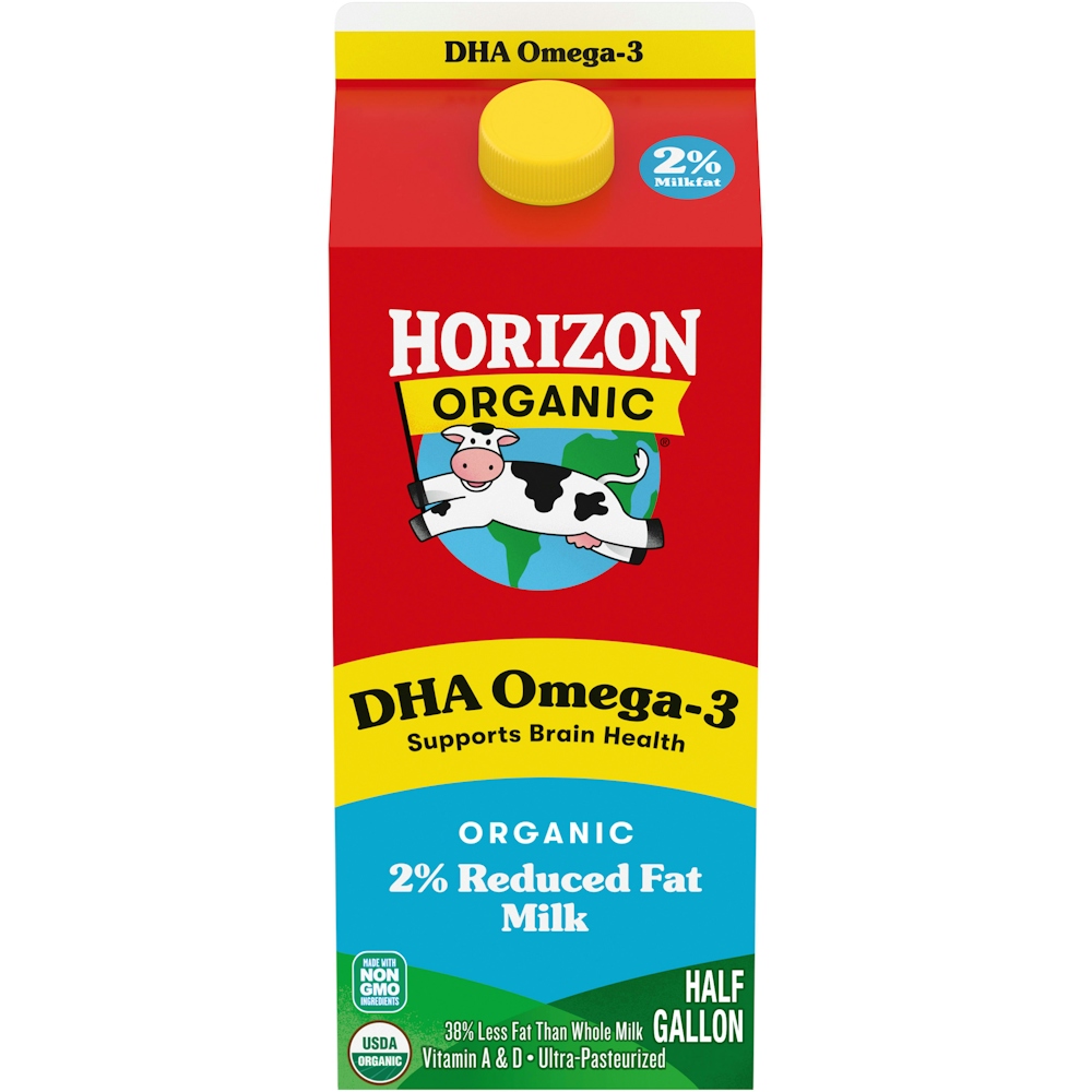 Horizon Organic Milk, Dha Omega 3, 2% Reduced Fat 0.5 Gal