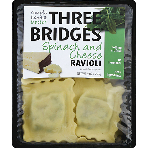 Three Bridges Ravioli, Spinach And Cheese 9 Oz