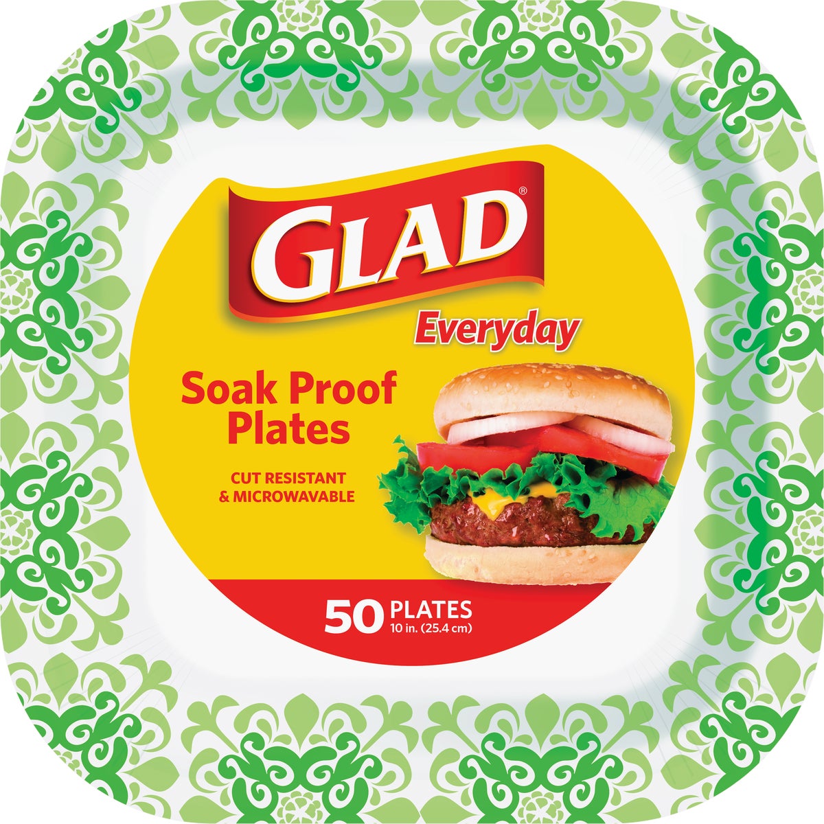 Glad Everyday 10.25 In. Green Square Paper Plates