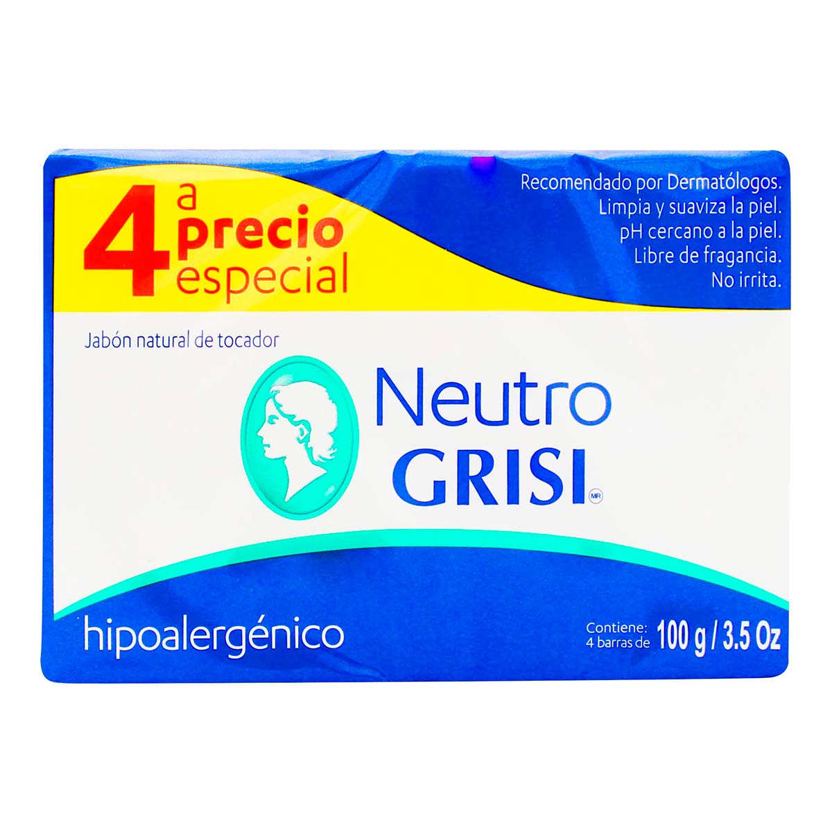 Grisi Jabón En Barra Neutro 4 Barras De 100g Jabón En Barra Neutro 4 Barras De 100g