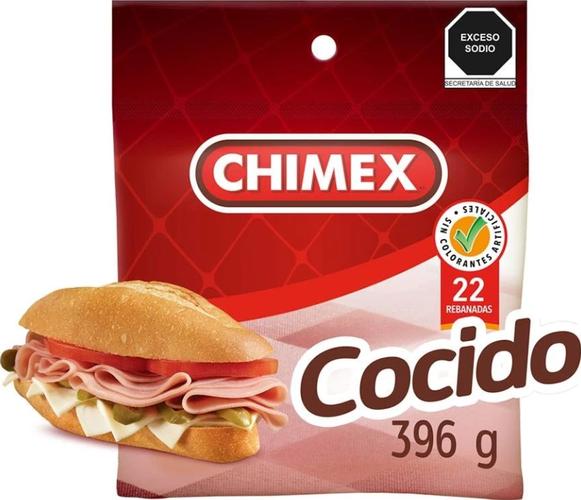 Chimex Jamón De Pavo Y Cerdo Cocido En Rebanadas 22 Pzas 396 G