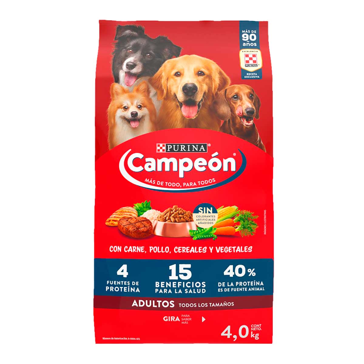 Purina Campeón Para Perros Adultos Todos Los Tamaños Carne Y Pollo 4kg Campeón Para Perros Adultos Todos Los Tamaños Carne Y Pollo 4kg