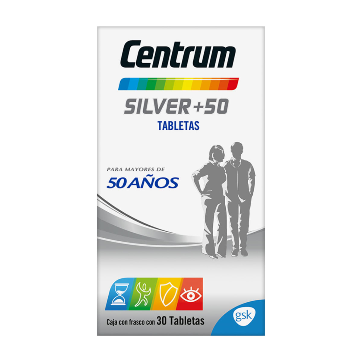 Centrum Tabletas Multivitamínico Silver +50 Frasco Con 30 Tabletas Tabletas Multivitamínico Silver +50 Frasco Con 30 Tabletas