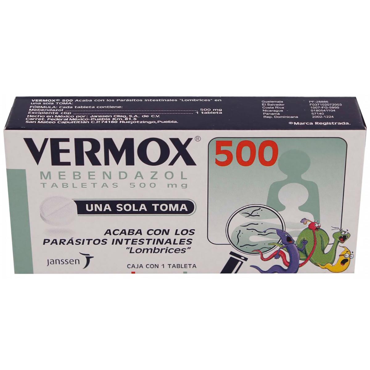 Vermox Tableta 500mg Una Sola Toma Caja Con 1 Tableta