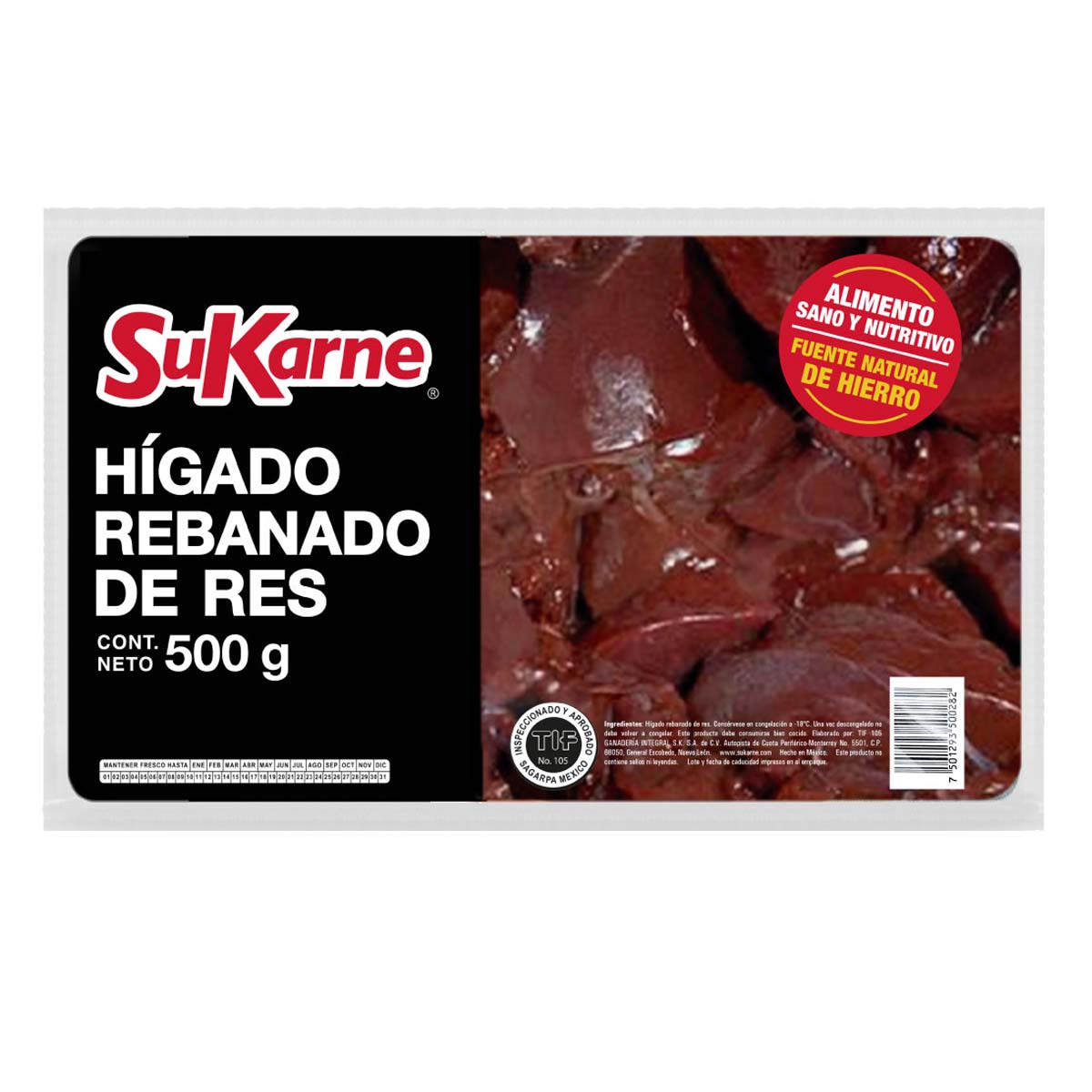 Sukarne Hígado De Res Rebanado 500g Hígado De Res Rebanado 500g