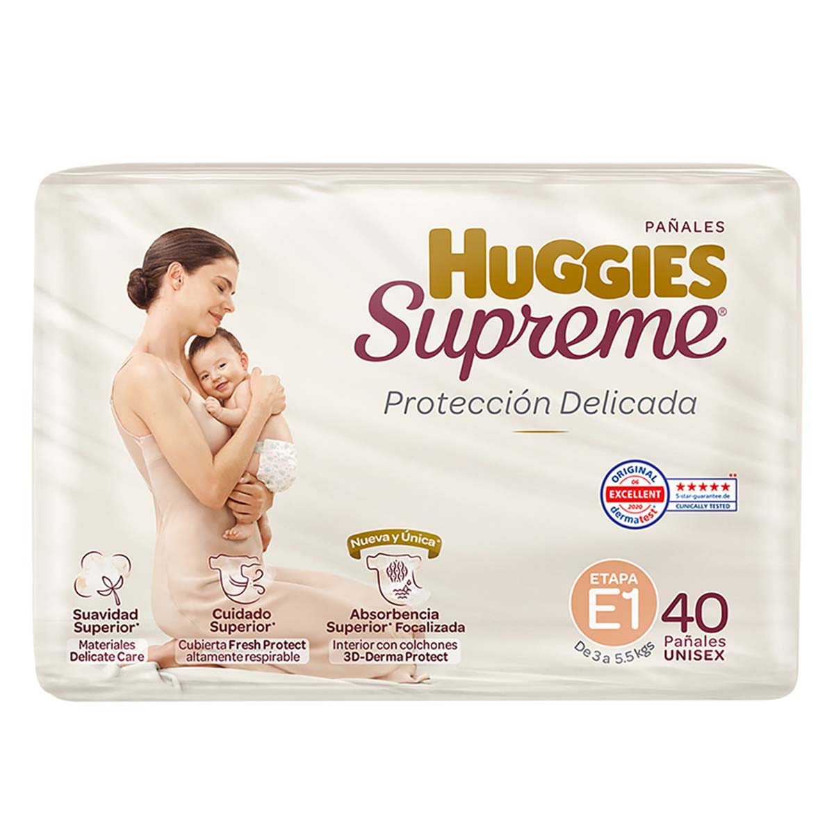 Huggies Pañal Para Bebé Supreme Unisex Etapa 1 Con 40 Piezas