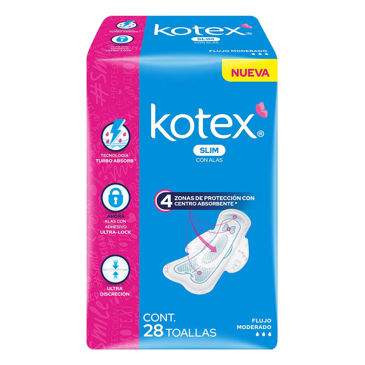 Kotex Toallas Femeninas Ultradelgada Con Alas 28 Toallas Toallas Femeninas Ultradelgada Con Alas 28 Toallas