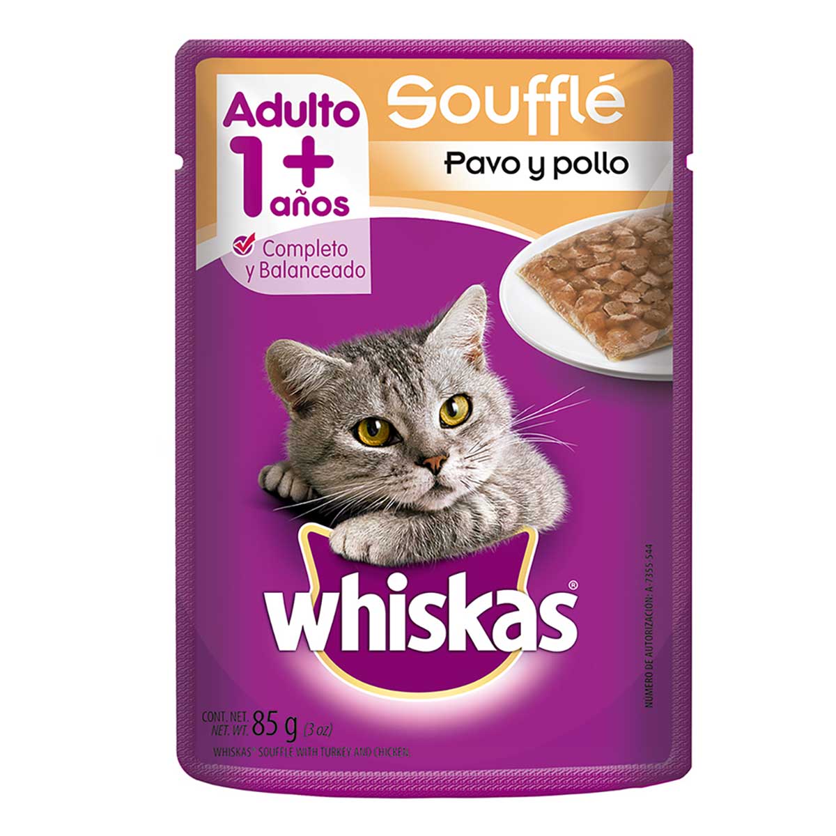 Whiskas Alimento Húmedo Para Gatos Soufflé Pollo Y Pavo 85g