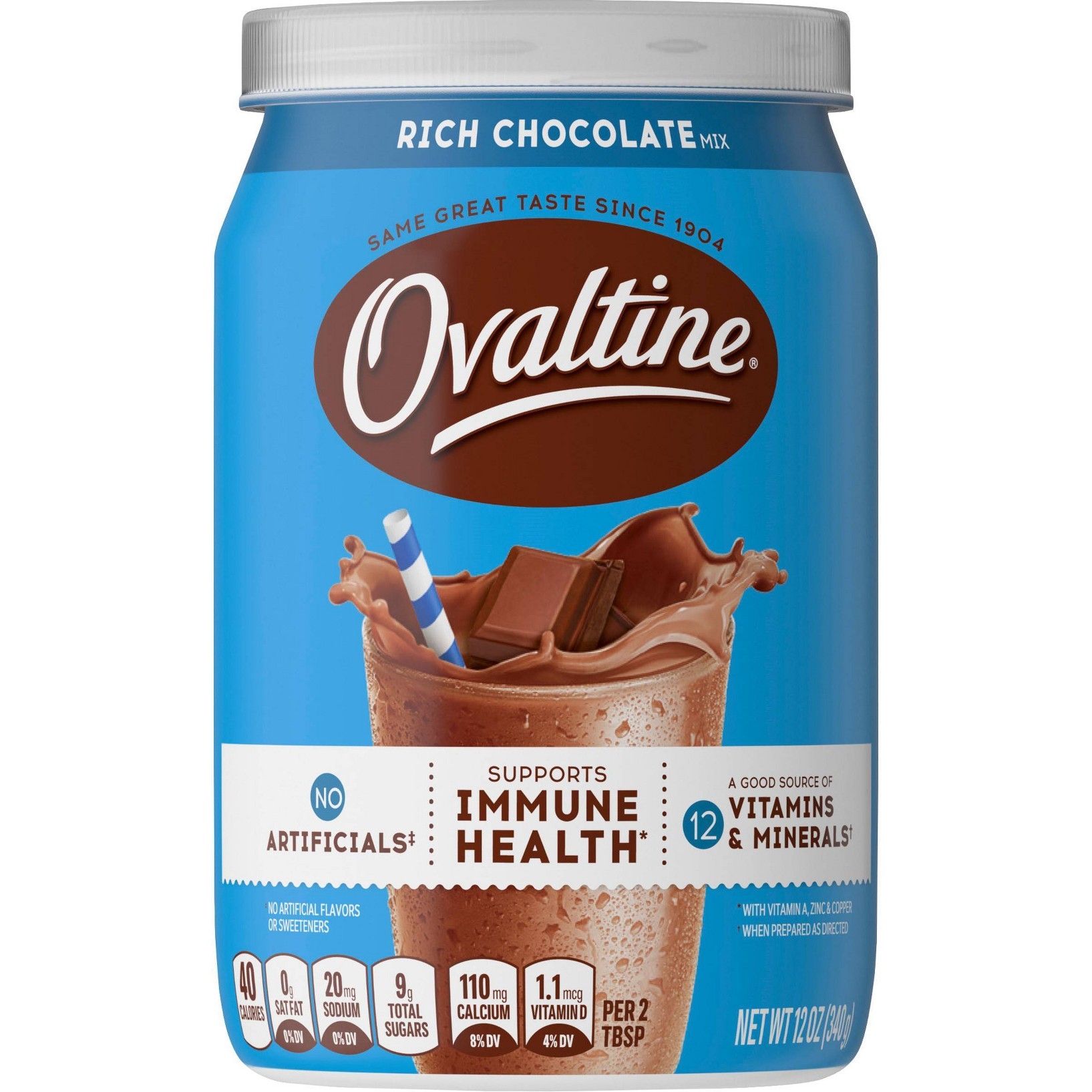 Ovaltine Rich Chocolate Milk Mix Canister, 12 Oz (Case Of 6)