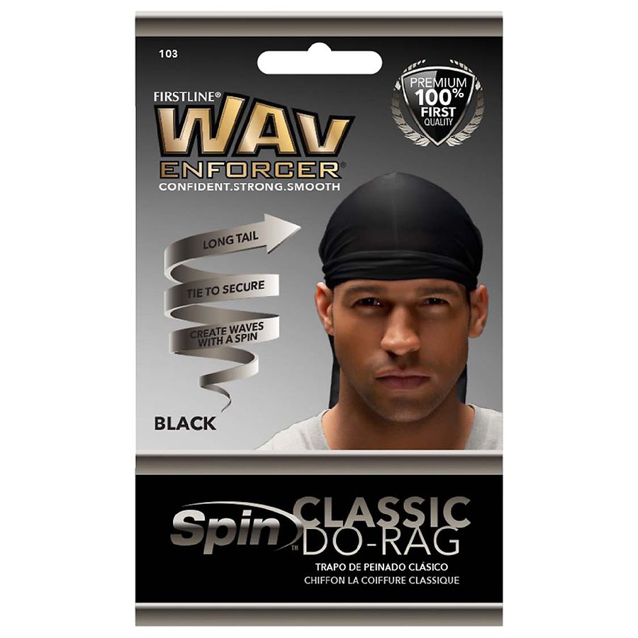 Wav Enforcer Do-Rag, Classic, Black, Spin