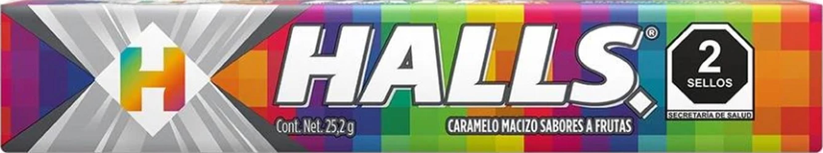 Halls Caramelo Macizo Colors Sabor Frutas 9 Pzas