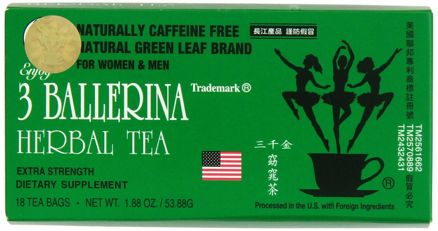 3 Ballerina Herbal Tea, Extra Strength, Caffeine Free, Bags