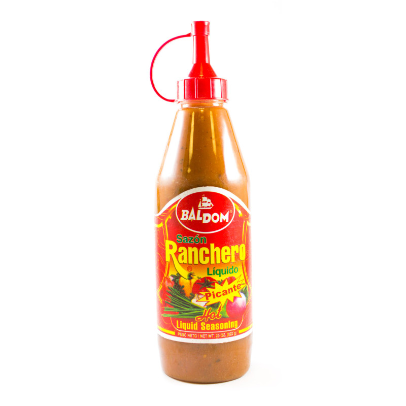 Baldom Ranchero Hot Liquid Seasoning - 29 Oz. - Box: 12 Units - Loc: H7