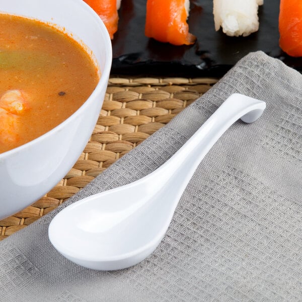 Thunder Group 7000BL 1 Oz. Black Melamine Asian Soup Spoon / Appetizer Spoon
