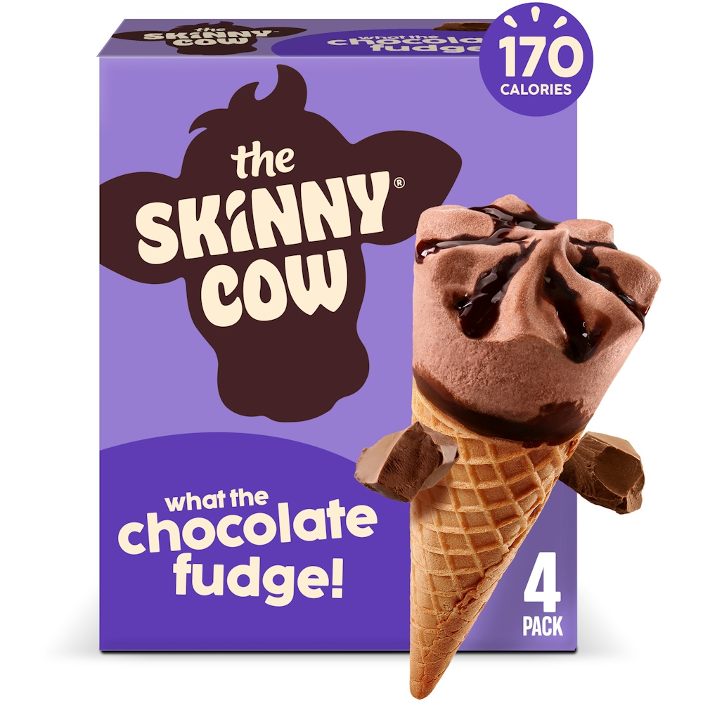 Skinny Cow Ice Cream Cones, Not Fudging Around Chocolate Fudge, 4 Pack