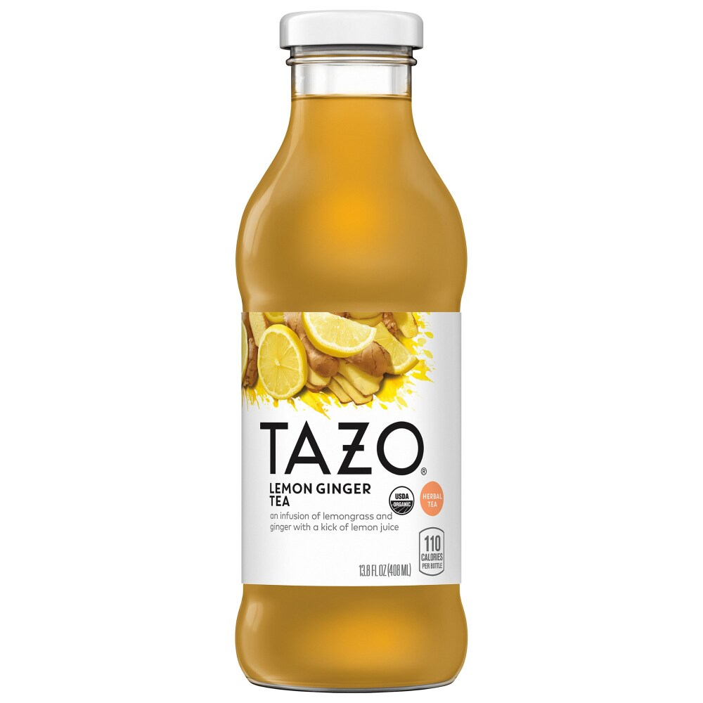 Tazo Lemon Ginger Herbal Tea 13.8 Fluid Ounce Glass Bottle