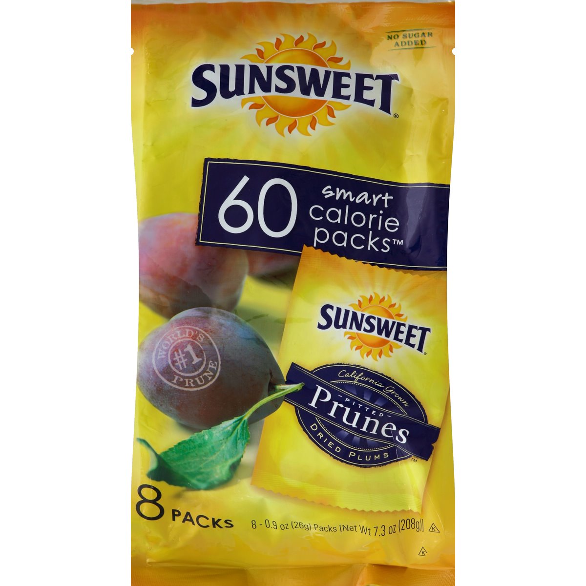 Sunsweet 60 Smart Calorie Packs Dried Plums, Pitted Prunes
