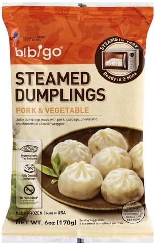 Bibigo Dumplings, Steamed, Pork & Vegetable 6 Oz