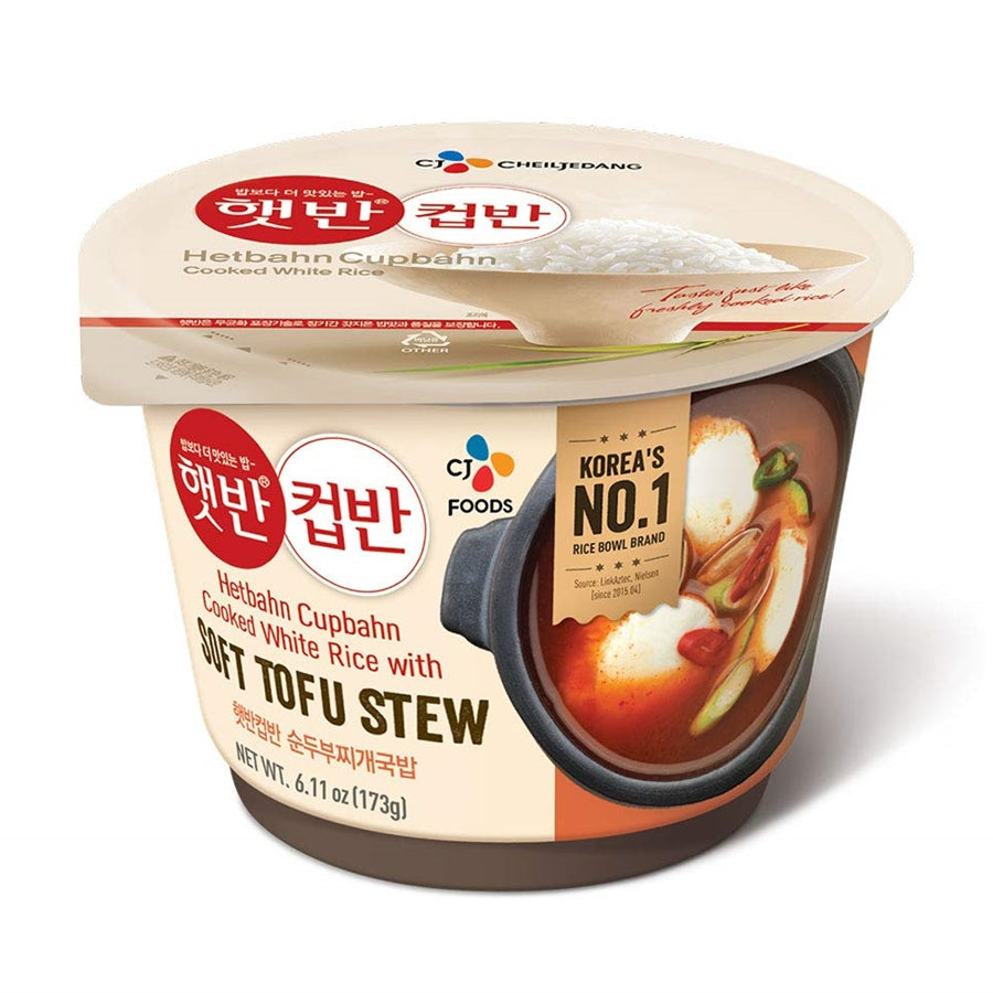 CJ Foods Inc Hetbahn Cupbahn Cooked White Rice With Soft Tofu Stew 6.11oz, 햇반