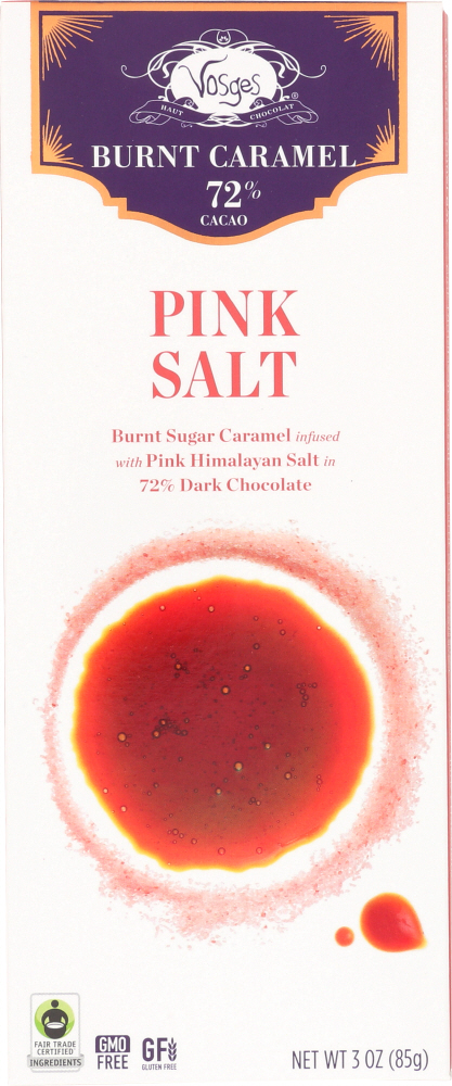 Vosges Caramel Bar, Pink Himalayan Crystal Salt, 70% Cacao 3 Oz