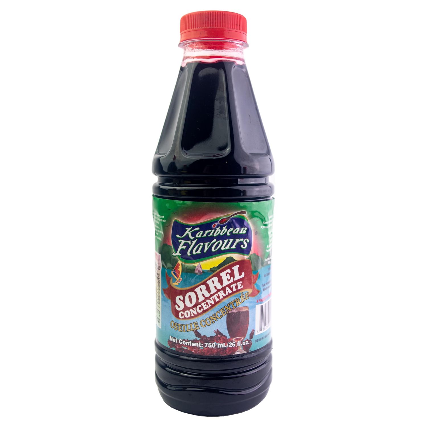 Karibbean Flavours Sorrel Hibiscus Syrup 750 Ml / 26 Fl Oz. Makes Refreshing Cool Drink Natural Vitamin C