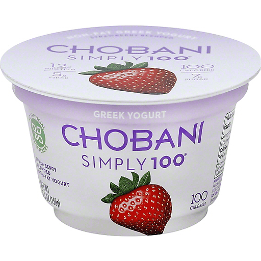 Chobani Simply 100 Yogurt, Greek, Non-Fat, Strawberry Blended
