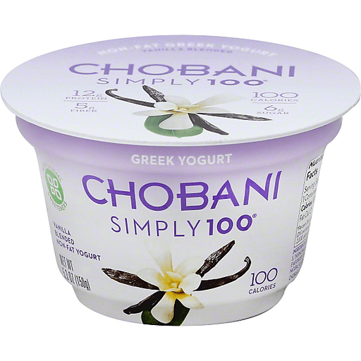 Chobani Simply 100 Yogurt, Greek, Non-Fat, Vanilla Blended