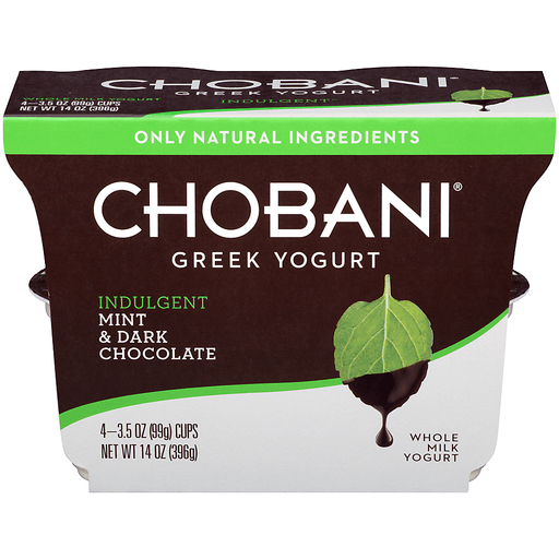 Chobani Indulgent Yogurt, Greek, Whole Milk, Mint & Dark Chocolate