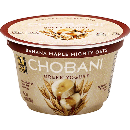 Chobani Mighty Oats Yogurt, Greek, Low-Fat, Banana Maple