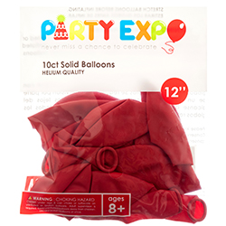 Balloon Solid 10ct Red Clr 12" #pb2143red
