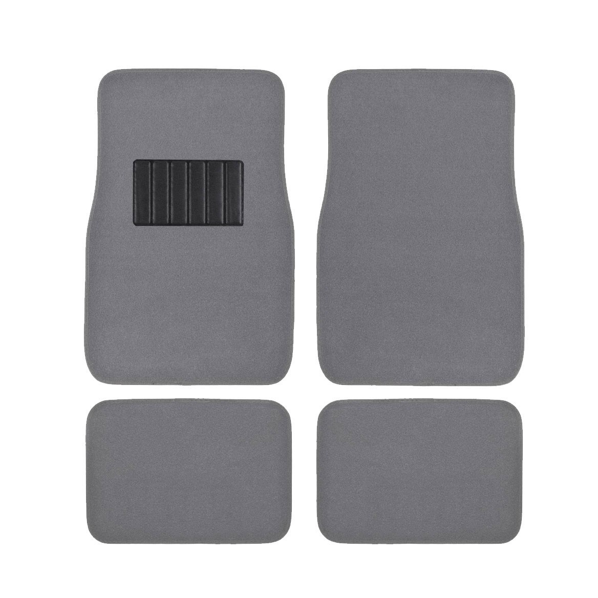 BDK 4PC Set Deluxe Front And Rear Car Truck Silver Carpet Floor Mats