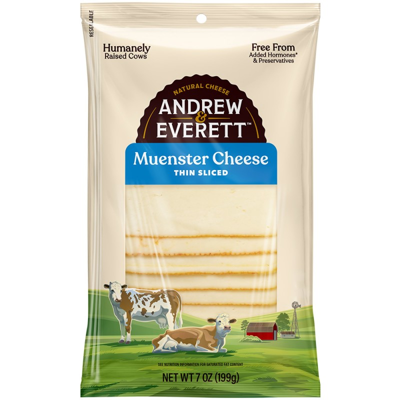 Andrew & Everett Cheese, Thin Sliced Muenster 7 Oz