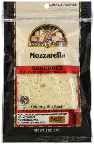 Andrew & Everett Cheese, Shredded, Mozzarella 8 Oz