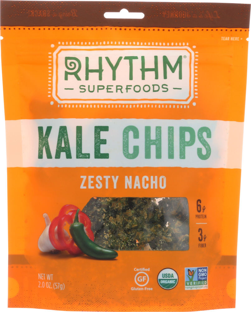 Rhythm Organic Vegan Superfoods Zesty Nacho Kale Chips - 2oz