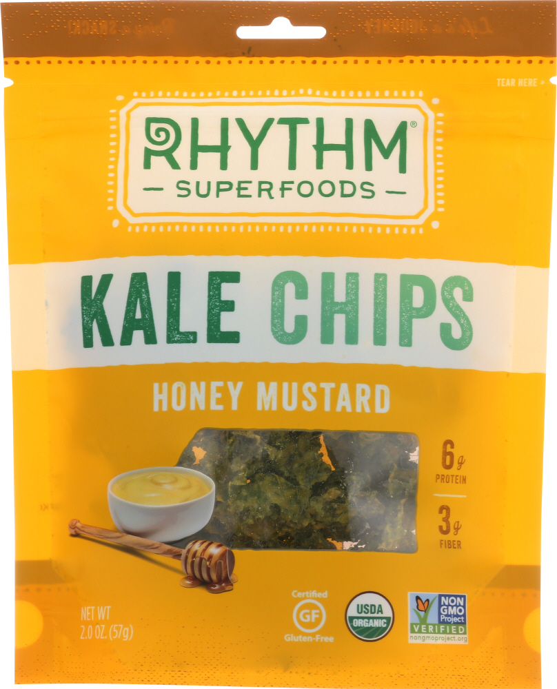 Rhythm Superfoods Kale Chips, Honey Mustard, 2 Oz