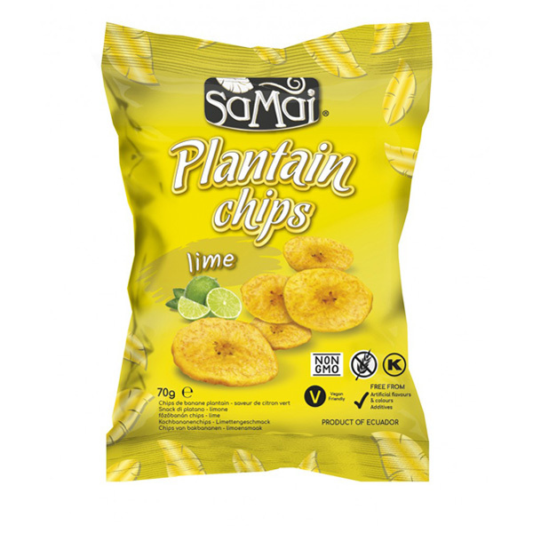 Samai Plantain Chips, Lime 2.5 Oz