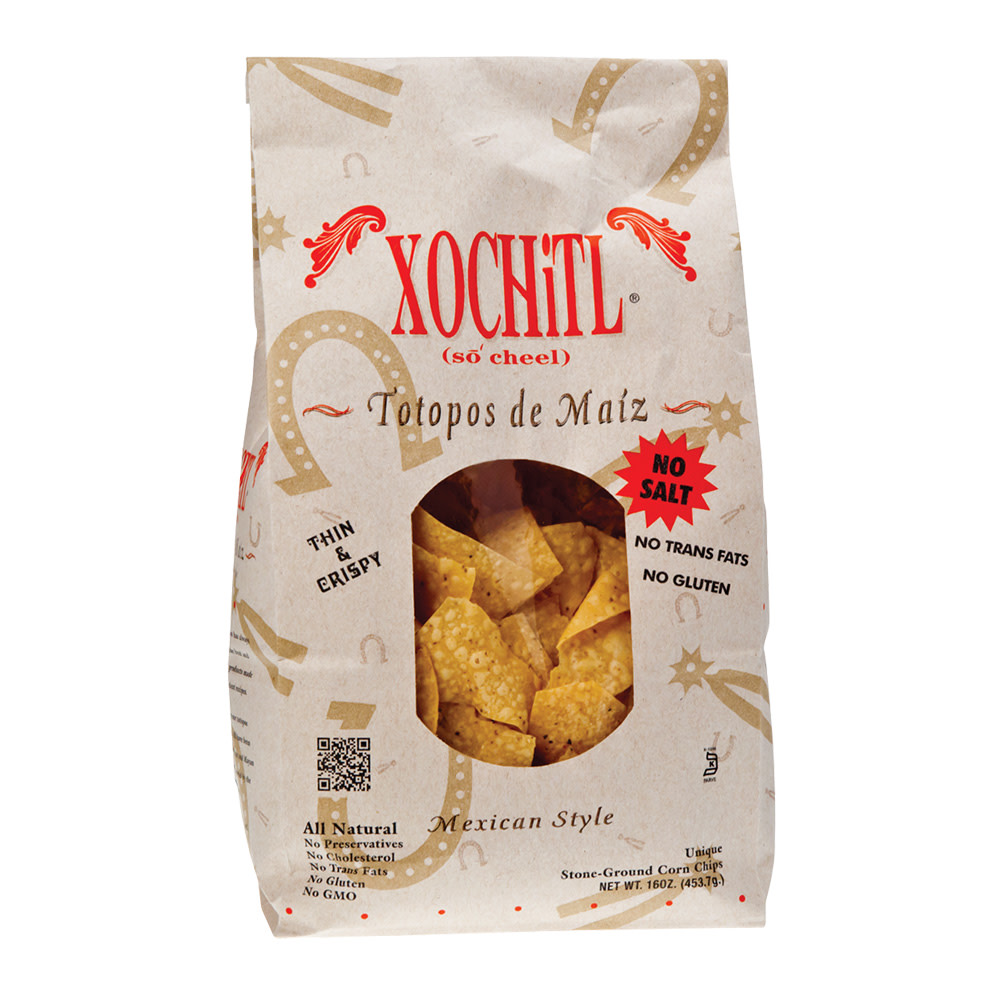 Xochitl White Corn Chips, No Salt, Thin & Crispy, Mexican Style
