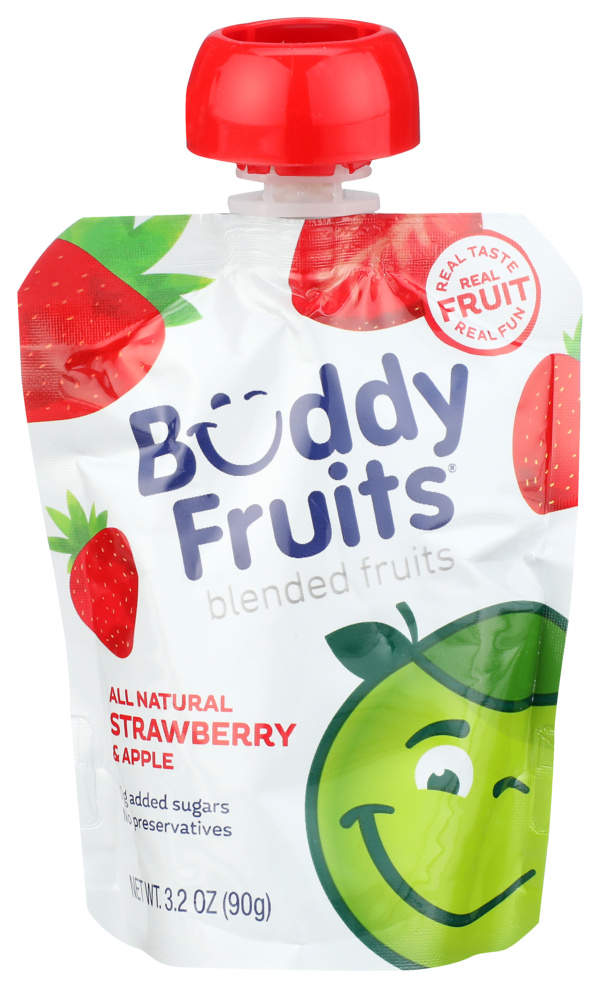 Buddy Fruits Blended Fruit, All Natural, Strawberry & Apple