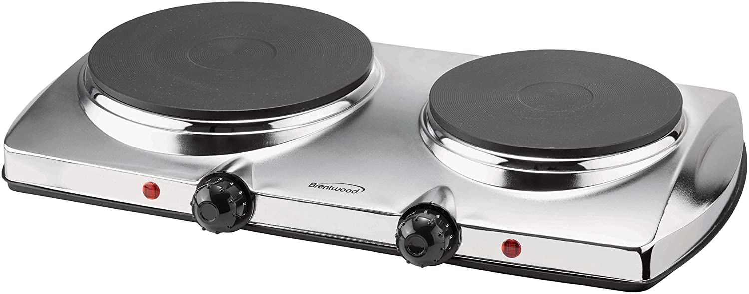 Brentwood Electric 1500W Double Burner Spiral White