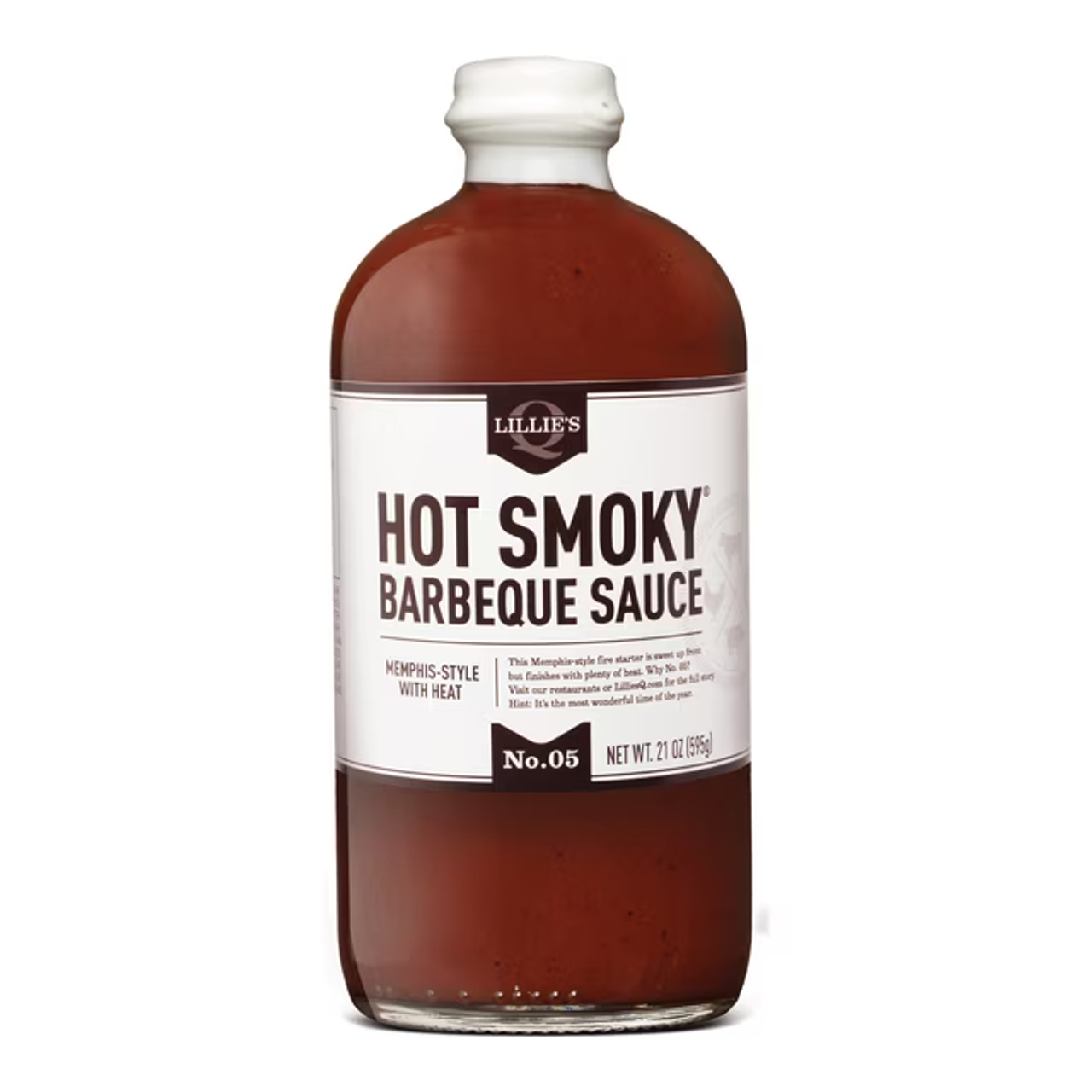 Lillie's Q Barbeque Sauce, Hot Smoky, Memphis Style With Heat, No. 05 20 Oz