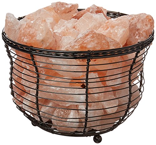 Himalayan Glow Natural Tall Round Basket Night Lamp With Salt Chunks