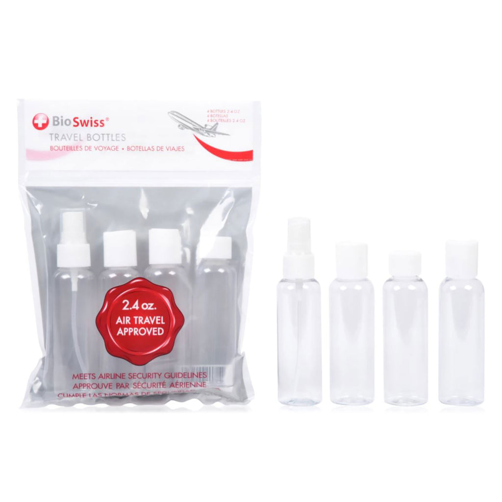 BioSwiss Clear Plastic Travel Bottles - 4 Ct