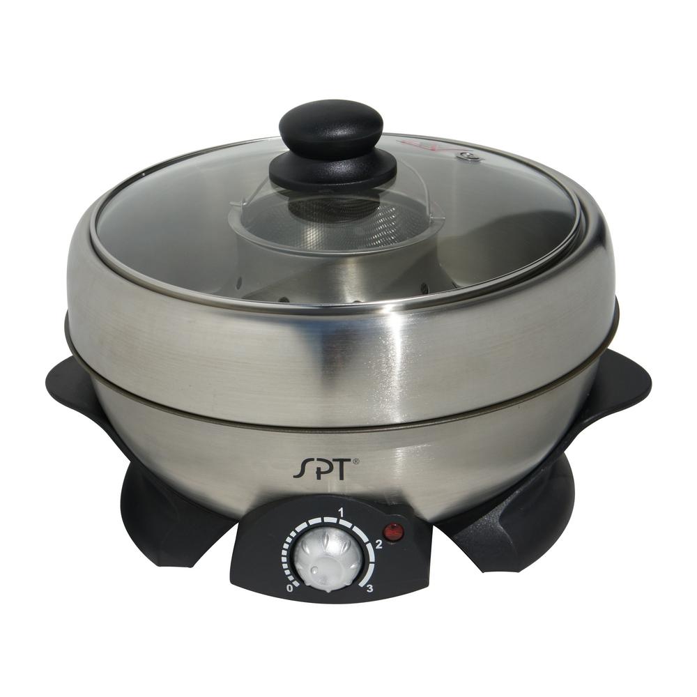 SPT Shabu-Shabu 3 Qt. Stainless Steel Electric Multi-Cooker With Stainless Steel Pot